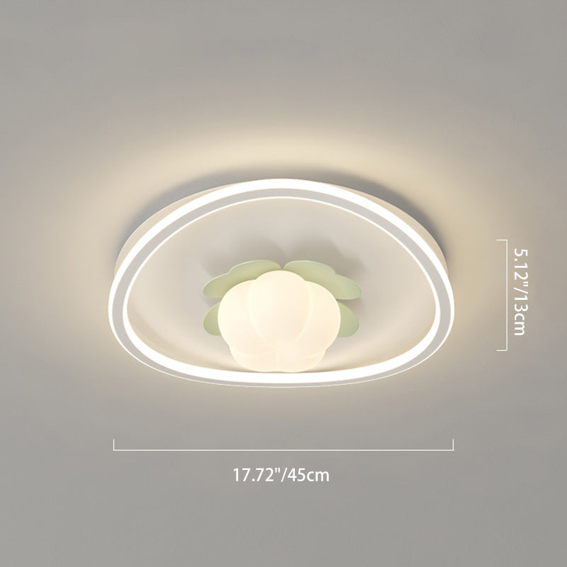 Luz de techo LED empotrada redonda de hierro PE con diseño de ola de flores crema escandinava contemporánea para dormitorio 