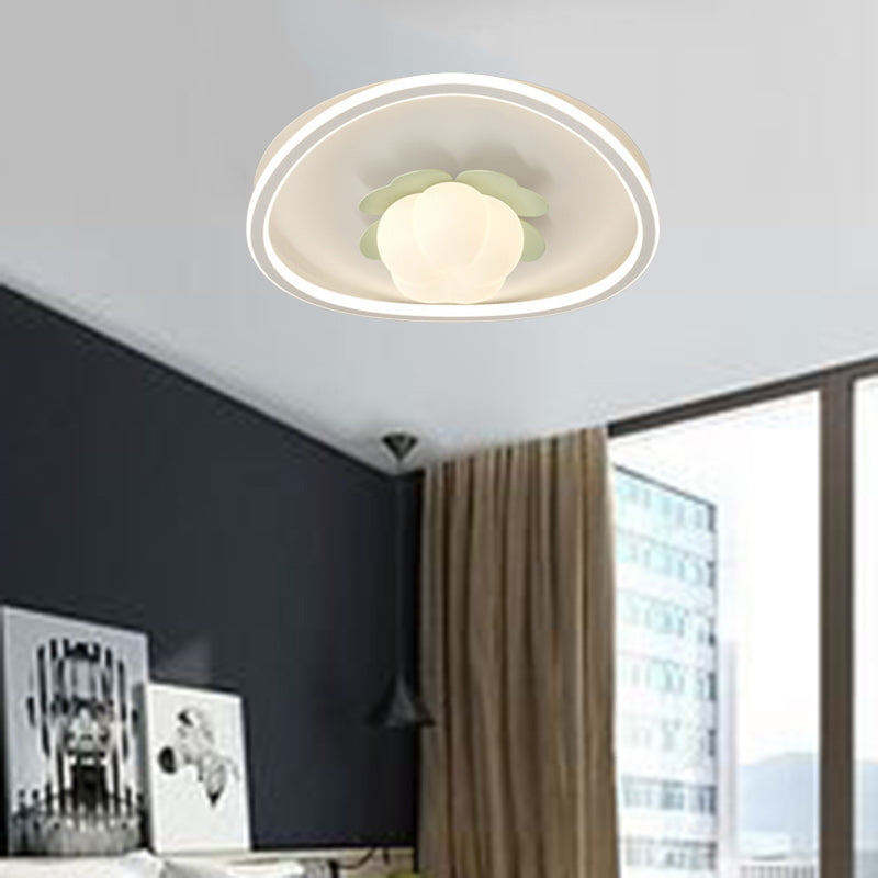 Luz de techo LED empotrada redonda de hierro PE con diseño de ola de flores crema escandinava contemporánea para dormitorio 