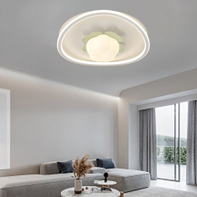Luz de techo LED empotrada redonda de hierro PE con diseño de ola de flores crema escandinava contemporánea para dormitorio 