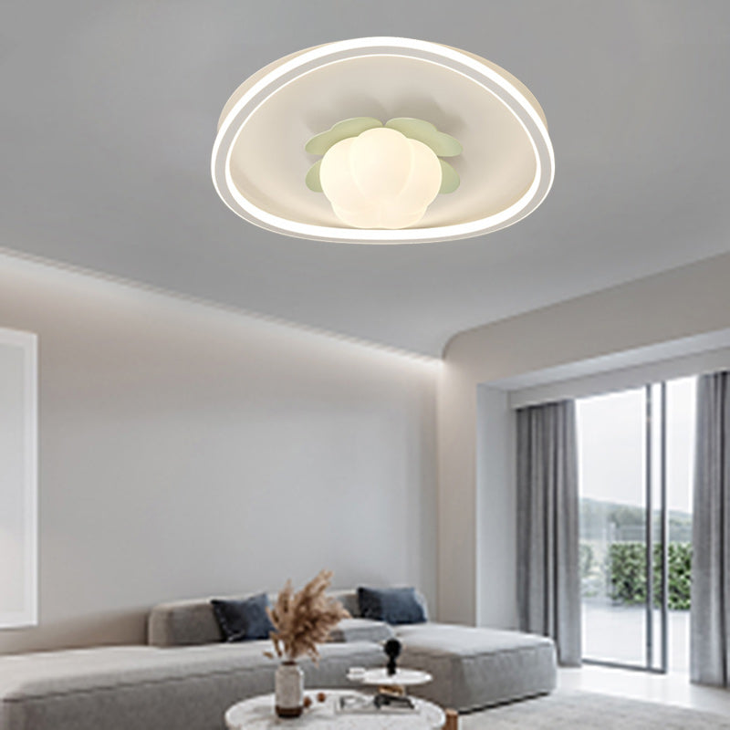 Luz de techo LED empotrada redonda de hierro PE con diseño de ola de flores crema escandinava contemporánea para dormitorio 