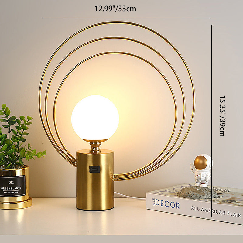 Moderne minimalistische runde Kugelzylinder-Hardware-Glas-1-Licht-Tischlampe für das Schlafzimmer 