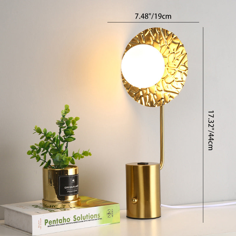 Moderne minimalistische runde Kugelzylinder-Hardware-Glas-1-Licht-Tischlampe für das Schlafzimmer 