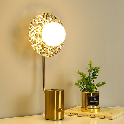 Moderne minimalistische runde Kugelzylinder-Hardware-Glas-1-Licht-Tischlampe für das Schlafzimmer 