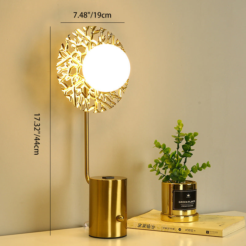 Moderne minimalistische runde Kugelzylinder-Hardware-Glas-1-Licht-Tischlampe für das Schlafzimmer 