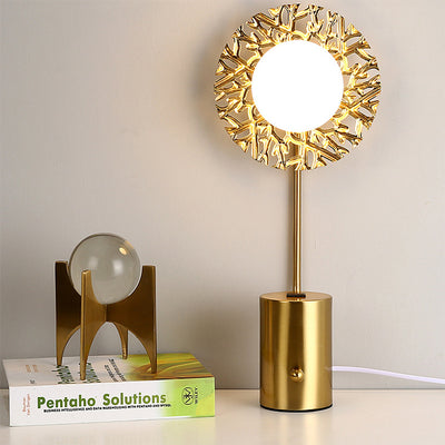 Moderne minimalistische runde Kugelzylinder-Hardware-Glas-1-Licht-Tischlampe für das Schlafzimmer 