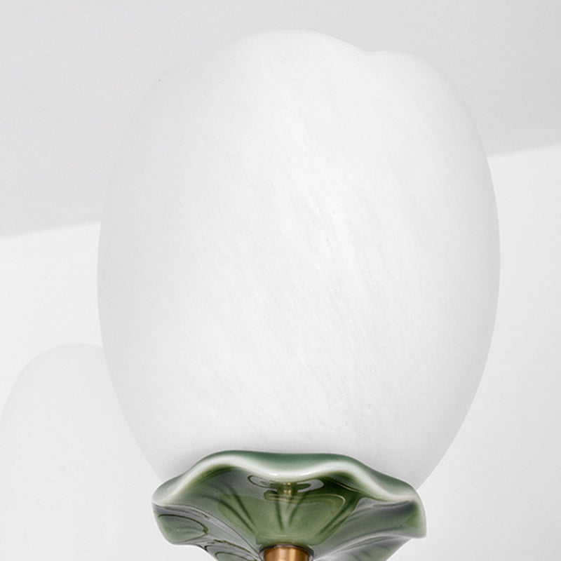Traditioneller chinesischer Lotus-Rundkupfer-Keramik-Glas 3/6/8 Licht-Kronleuchter für Wohnzimmer 