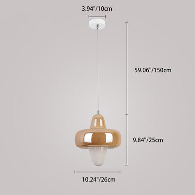Zeitgenössische skandinavische runde Kegel-Oval-Eisen-Glas-LED-Pendelleuchte für das Esszimmer 