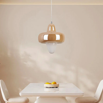 Zeitgenössische skandinavische runde Kegel-Oval-Eisen-Glas-LED-Pendelleuchte für das Esszimmer 