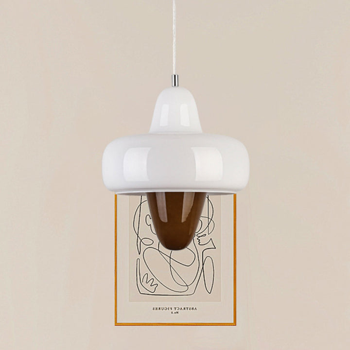 Contemporary Scandinavian Round Cone Oval Iron Glass LED Pendant Light For Dining Room
