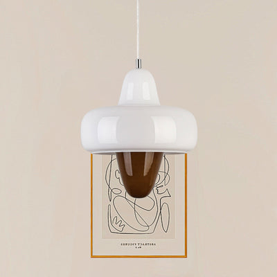 Zeitgenössische skandinavische runde Kegel-Oval-Eisen-Glas-LED-Pendelleuchte für das Esszimmer 