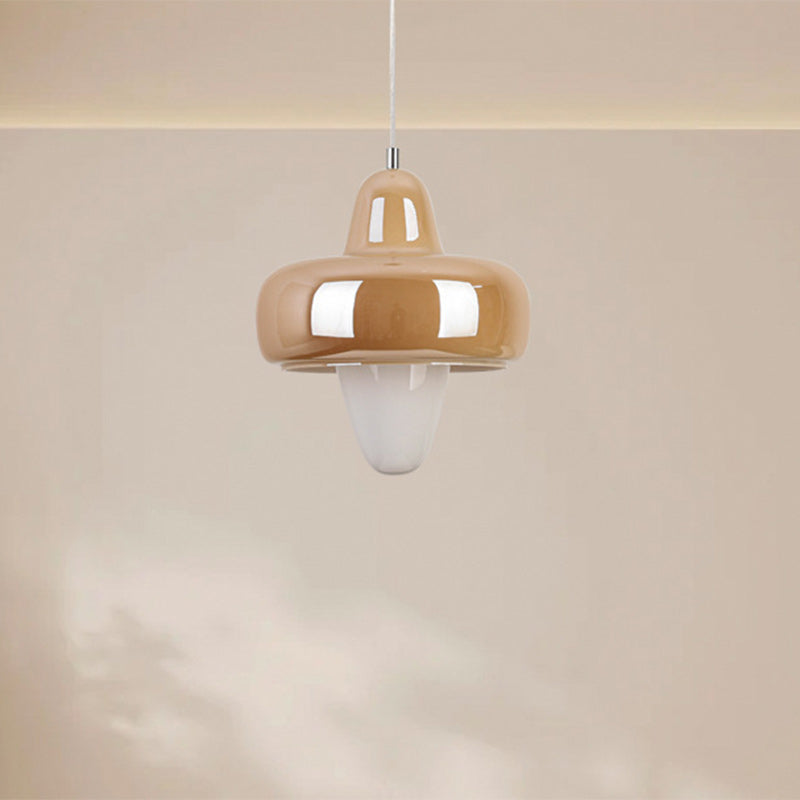 Zeitgenössische skandinavische runde Kegel-Oval-Eisen-Glas-LED-Pendelleuchte für das Esszimmer 