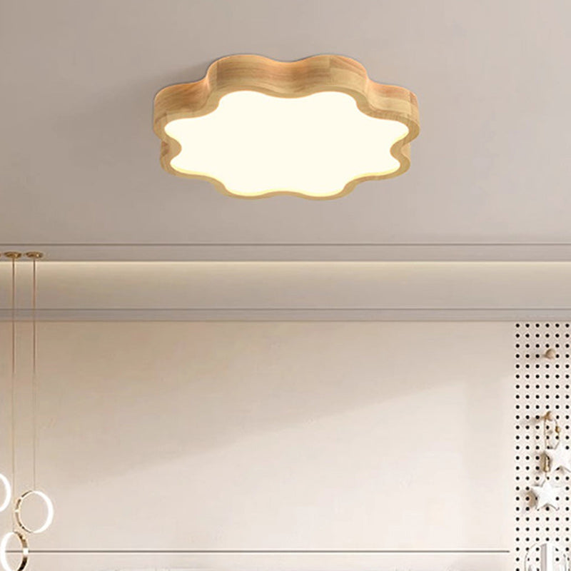 Moderne Art-Deco-Blumenform Holz Acryl LED Deckenleuchte für das Schlafzimmer 