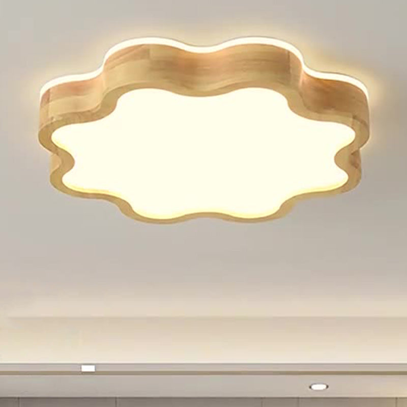 Moderne Art-Deco-Blumenform Holz Acryl LED Deckenleuchte für das Schlafzimmer 