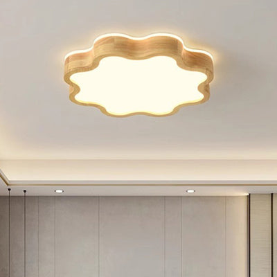 Moderne Art-Deco-Blumenform Holz Acryl LED Deckenleuchte für das Schlafzimmer 