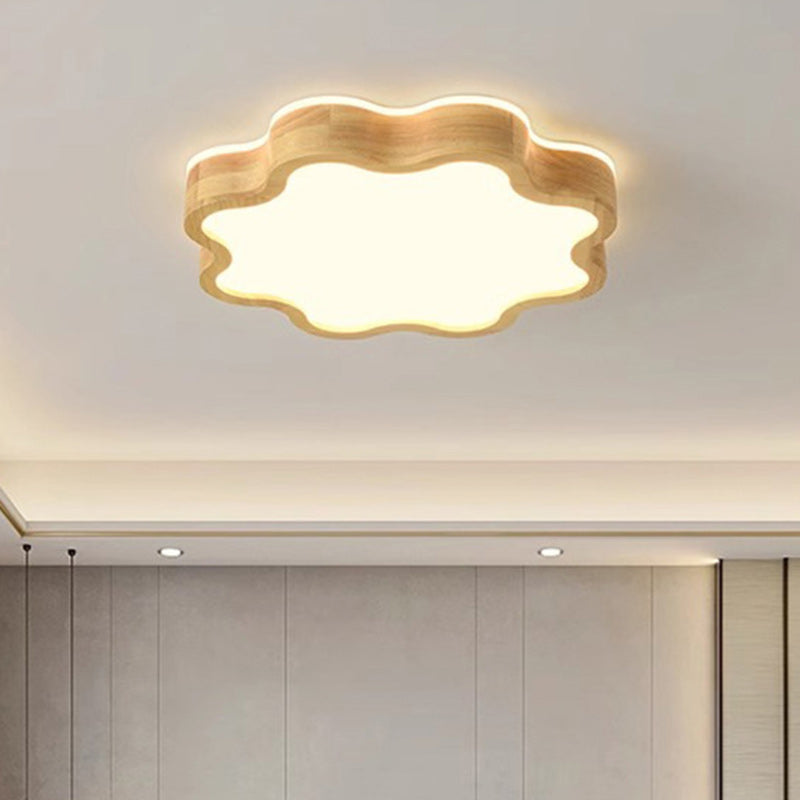 Moderne Art-Deco-Blumenform Holz Acryl LED Deckenleuchte für das Schlafzimmer 