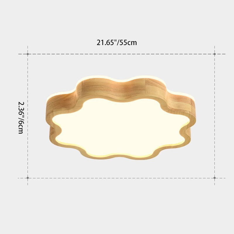 Moderne Art-Deco-Blumenform Holz Acryl LED Deckenleuchte für das Schlafzimmer 