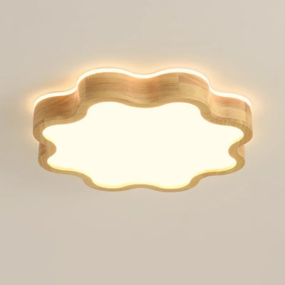 Moderne Art-Deco-Blumenform Holz Acryl LED Deckenleuchte für das Schlafzimmer 