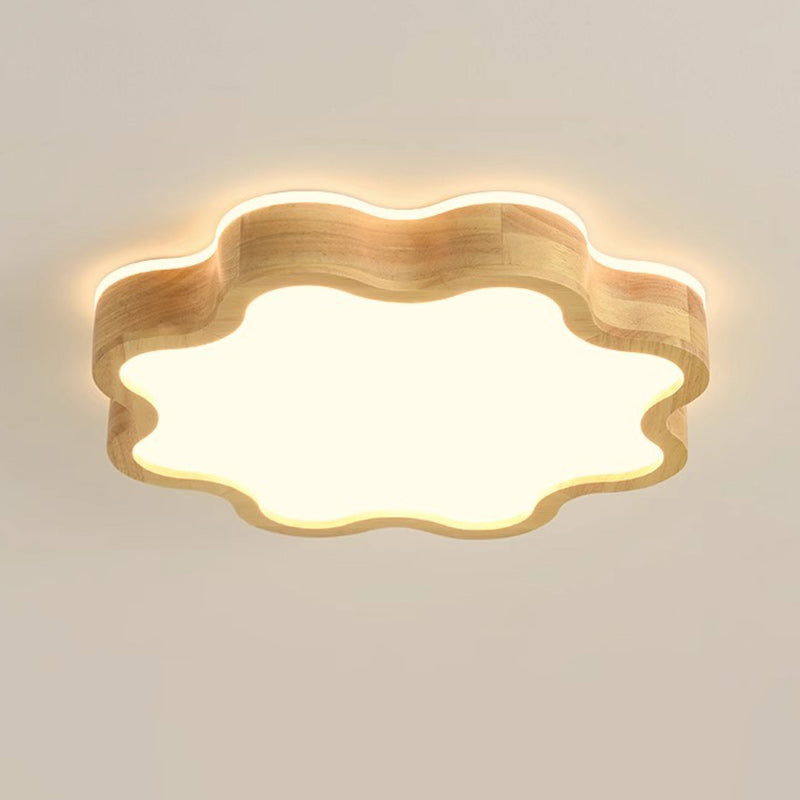 Moderne Art-Deco-Blumenform Holz Acryl LED Deckenleuchte für das Schlafzimmer 