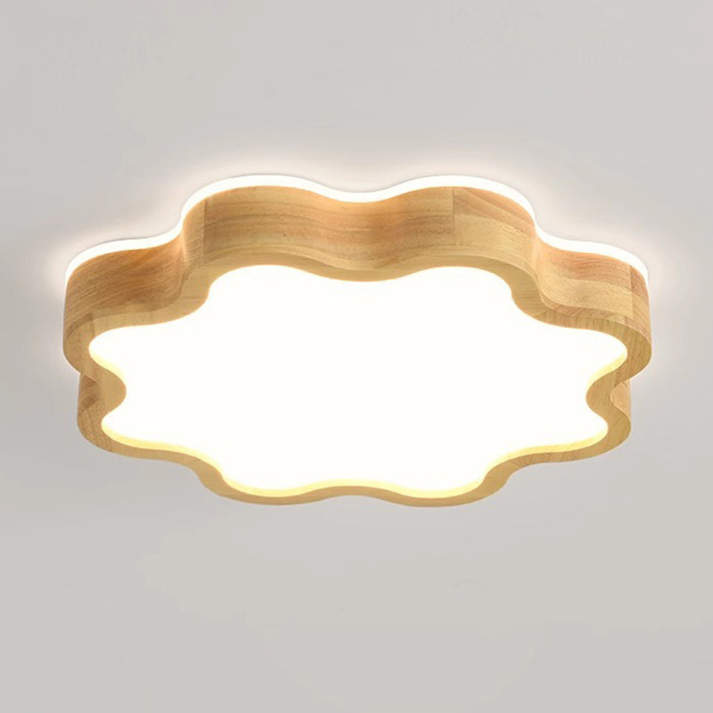 Moderne Art-Deco-Blumenform Holz Acryl LED Deckenleuchte für das Schlafzimmer 
