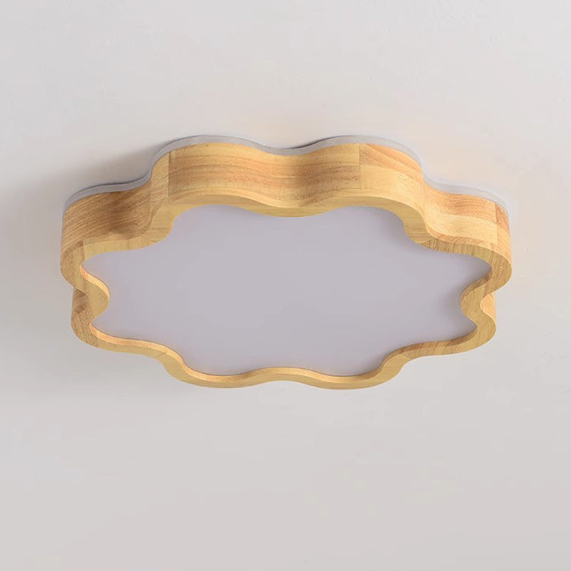 Moderne Art-Deco-Blumenform Holz Acryl LED Deckenleuchte für das Schlafzimmer 