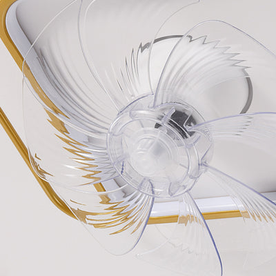 Ventilateur de plafond à montage affleurant avec lumière LED en ABS rond carré ovale scandinave contemporain et matériel en cuivre pour chambre 