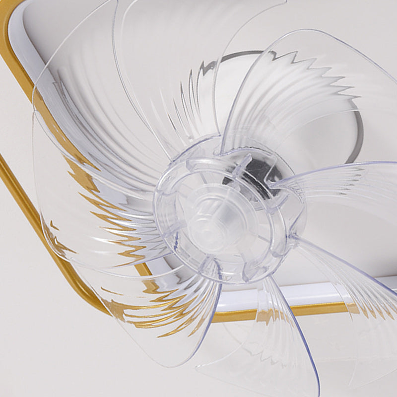 Ventilateur de plafond à montage affleurant avec lumière LED en ABS rond carré ovale scandinave contemporain et matériel en cuivre pour chambre 