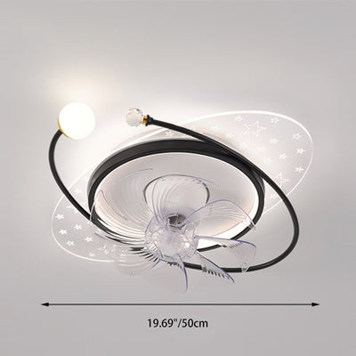 Ventilateur de plafond à montage affleurant avec lumière LED en ABS rond carré ovale scandinave contemporain et matériel en cuivre pour chambre 