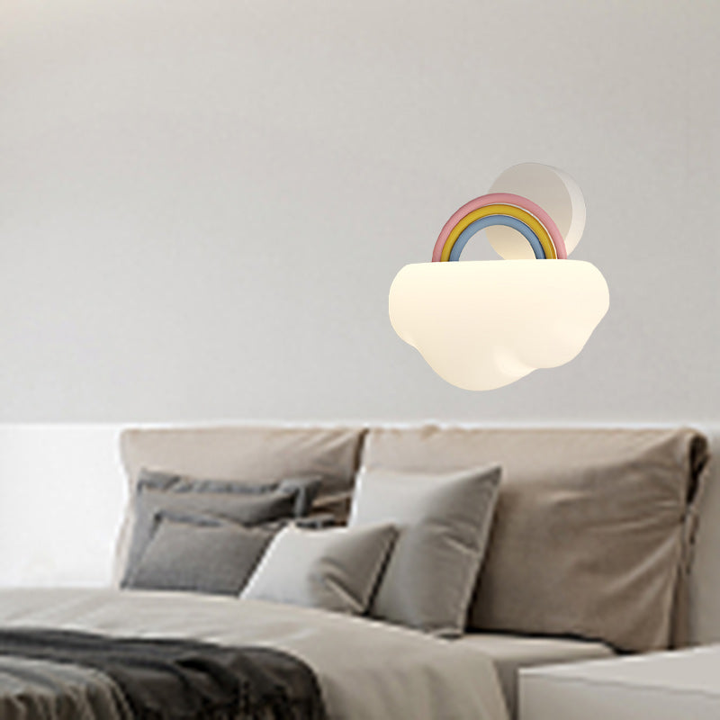 Applique murale LED en fer PE avec nuages arc-en-ciel créatifs contemporains pour chambre 