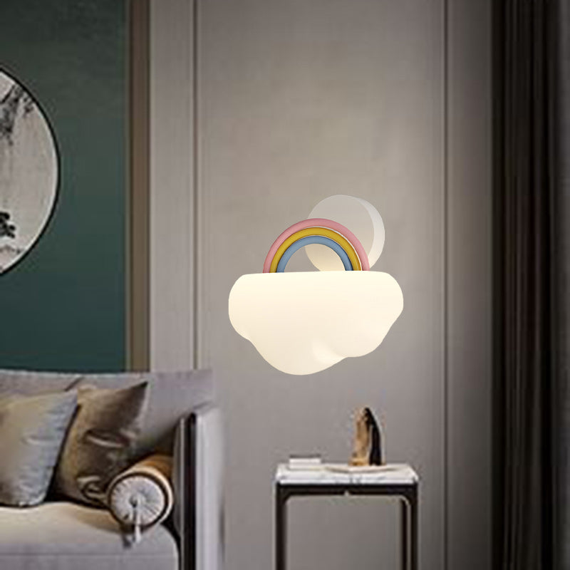 Applique murale LED en fer PE avec nuages arc-en-ciel créatifs contemporains pour chambre 