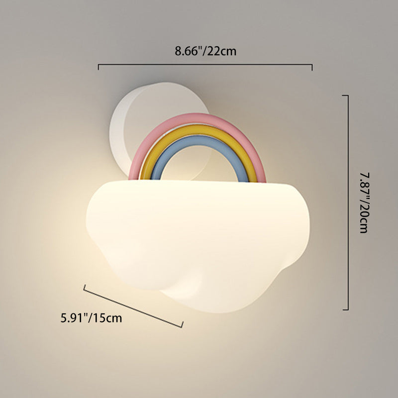 Applique murale LED en fer PE avec nuages arc-en-ciel créatifs contemporains pour chambre 