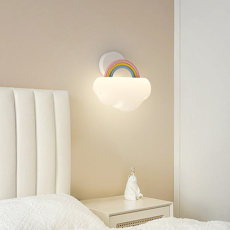 Applique murale LED en fer PE avec nuages arc-en-ciel créatifs contemporains pour chambre 