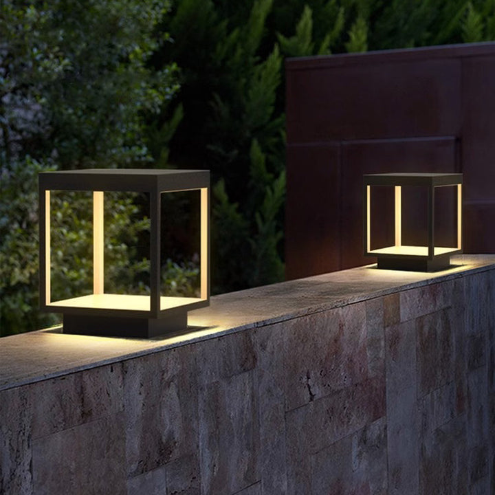 Lumière extérieure LED en fer acrylique carré étanche solaire minimaliste moderne pour l&