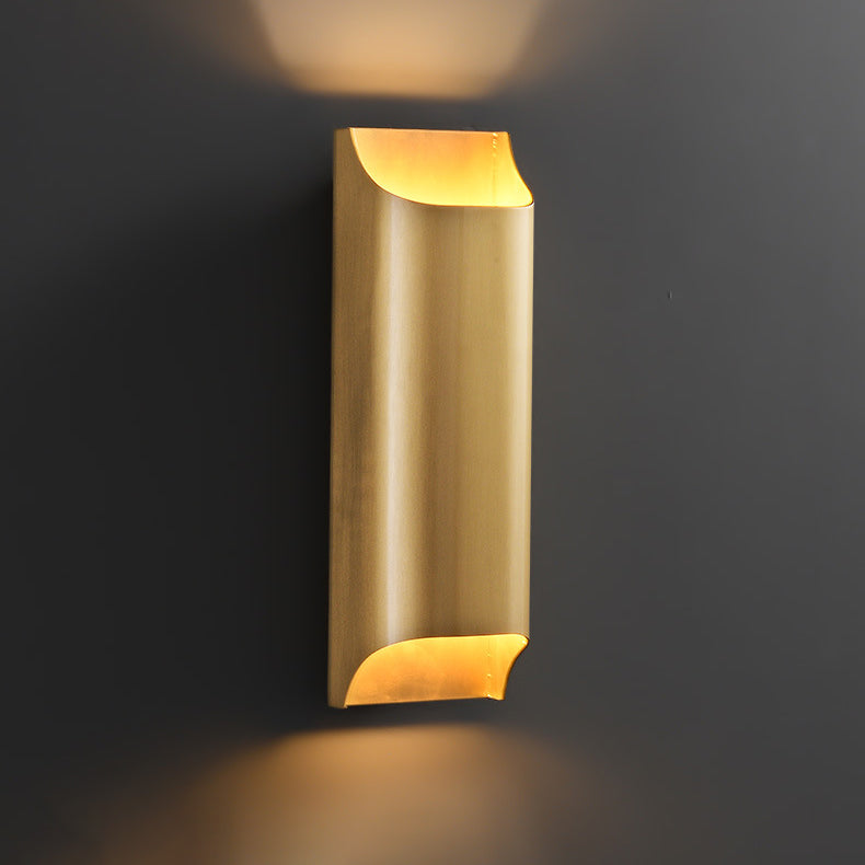 Moderne minimalistische rechteckige Kupfer-Wandleuchte mit 2 Lichtern für das Schlafzimmer 