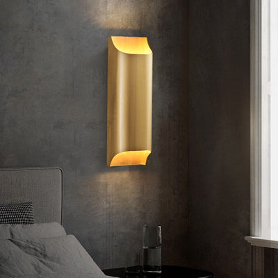 Moderne minimalistische rechteckige Kupfer-Wandleuchte mit 2 Lichtern für das Schlafzimmer 