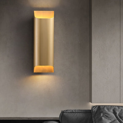 Moderne minimalistische rechteckige Kupfer-Wandleuchte mit 2 Lichtern für das Schlafzimmer 