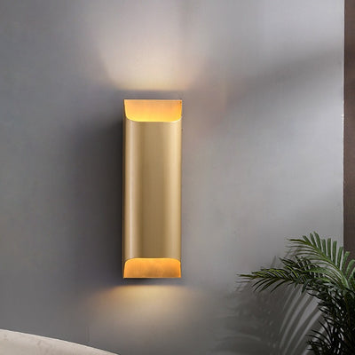 Moderne minimalistische rechteckige Kupfer-Wandleuchte mit 2 Lichtern für das Schlafzimmer 