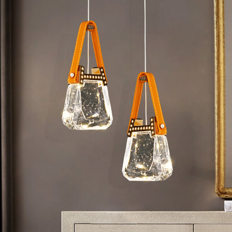 Forme de sac créatif contemporain Trapèze Matériel en aluminium Lustre LED en acrylique pour chambre 