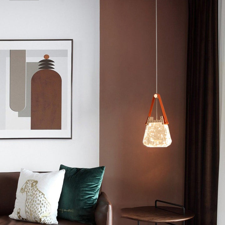 Forme de sac créatif contemporain Trapèze Matériel en aluminium Lustre LED en acrylique pour chambre 