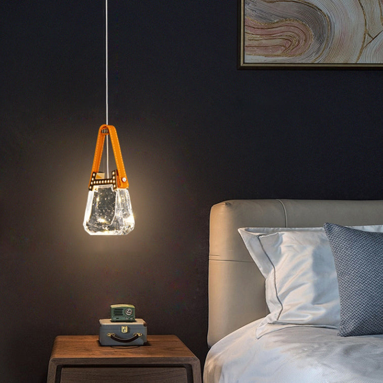 Forme de sac créatif contemporain Trapèze Matériel en aluminium Lustre LED en acrylique pour chambre 