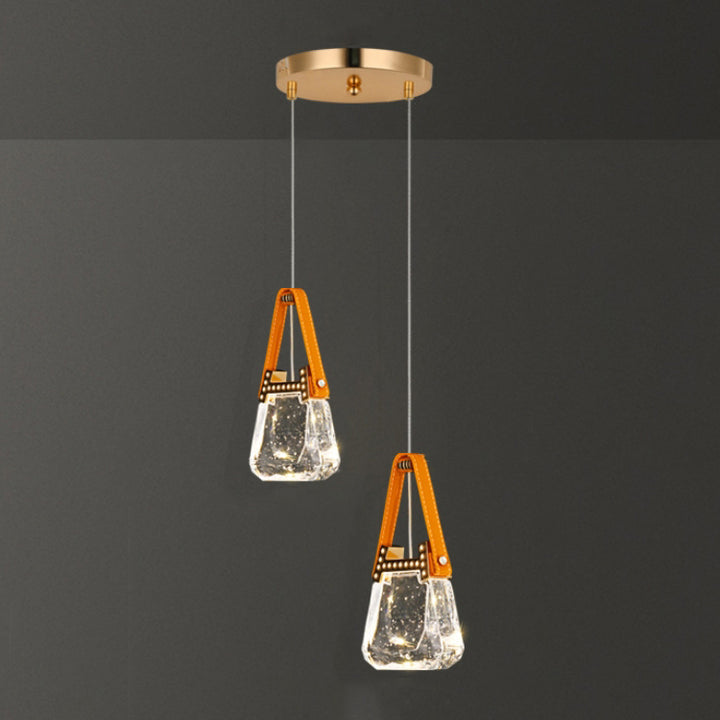 Forme de sac créatif contemporain Trapèze Matériel en aluminium Lustre LED en acrylique pour chambre 