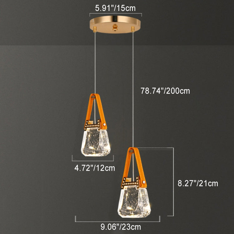 Forme de sac créatif contemporain Trapèze Matériel en aluminium Lustre LED en acrylique pour chambre 