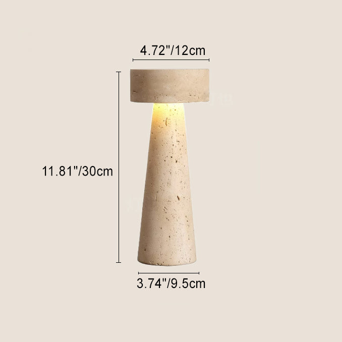 Lámpara de mesa LED de travertino amarillo cónico redondo tradicional japonesa para dormitorio 