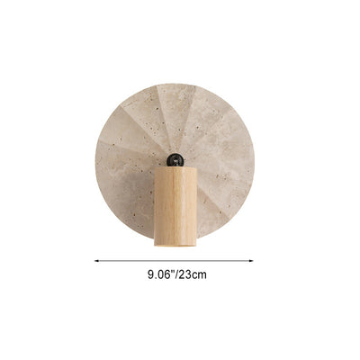 Lámpara Aplique de Pared Contemporánea Escandinava Cilíndrica Redonda de Travertino Amarillo de Madera de 1 Luz para Dormitorio 