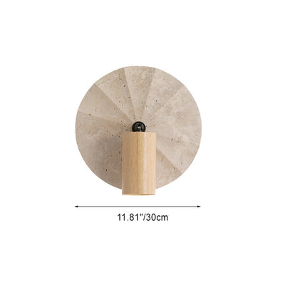 Lámpara Aplique de Pared Contemporánea Escandinava Cilíndrica Redonda de Travertino Amarillo de Madera de 1 Luz para Dormitorio 