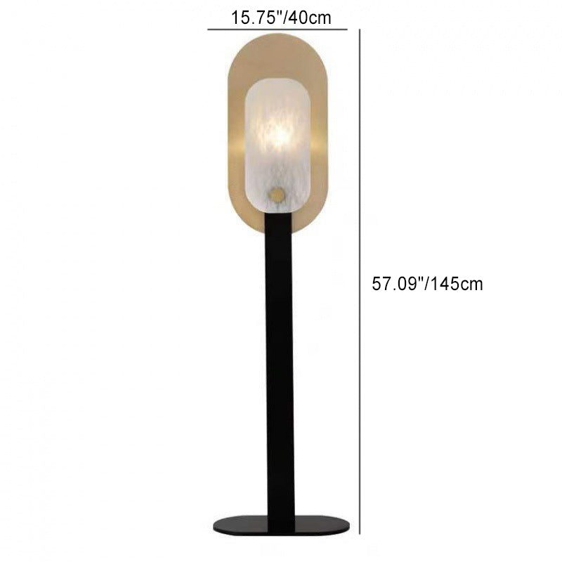 Zeitgenössische skandinavische runde ovale Eisen-Marmor-Stehlampe mit 1 Licht für das Wohnzimmer 
