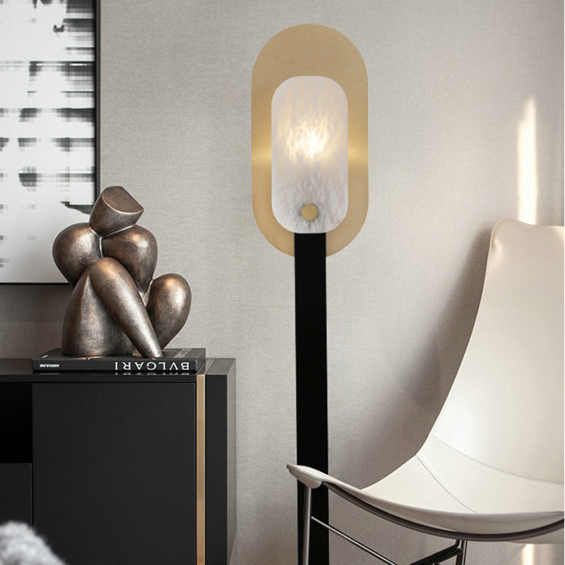Zeitgenössische skandinavische runde ovale Eisen-Marmor-Stehlampe mit 1 Licht für das Wohnzimmer 