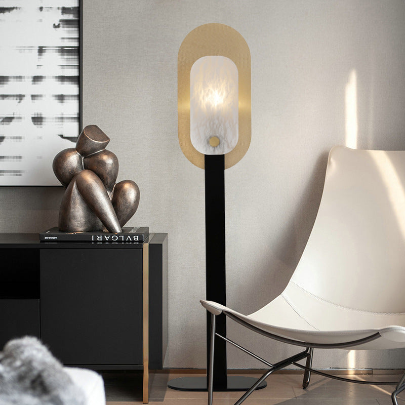 Zeitgenössische skandinavische runde ovale Eisen-Marmor-Stehlampe mit 1 Licht für das Wohnzimmer 