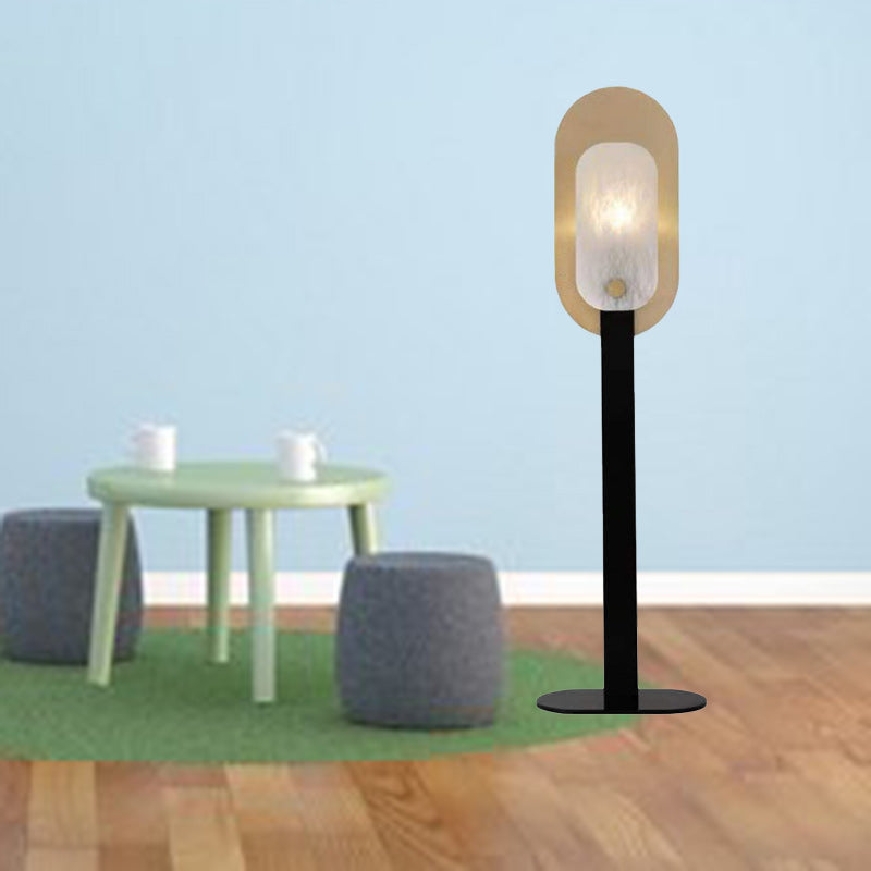 Zeitgenössische skandinavische runde ovale Eisen-Marmor-Stehlampe mit 1 Licht für das Wohnzimmer 