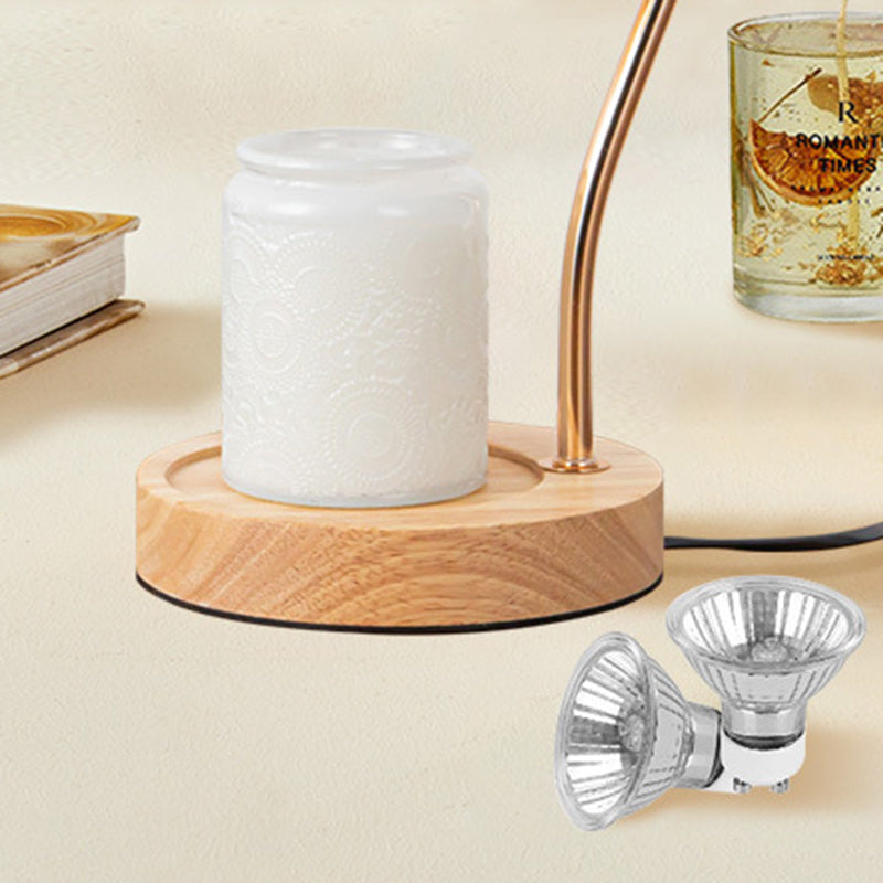 Moderne Art Deco Blumenform Runde Eisen Glas Holz Marmor 1-Licht Schmelzende Wachs Tischlampe Für Schlafzimmer 