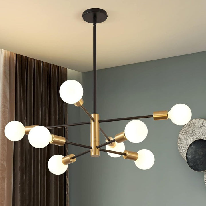Moderner minimalistischer Kronleuchter in Zweigform mit rundem Orb aus Eisen mit 8/10 Lichtern für das Wohnzimmer 